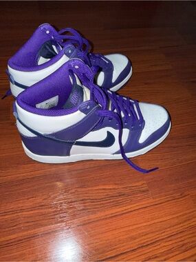 Nike Kids Purple and White High-Top Sneakers